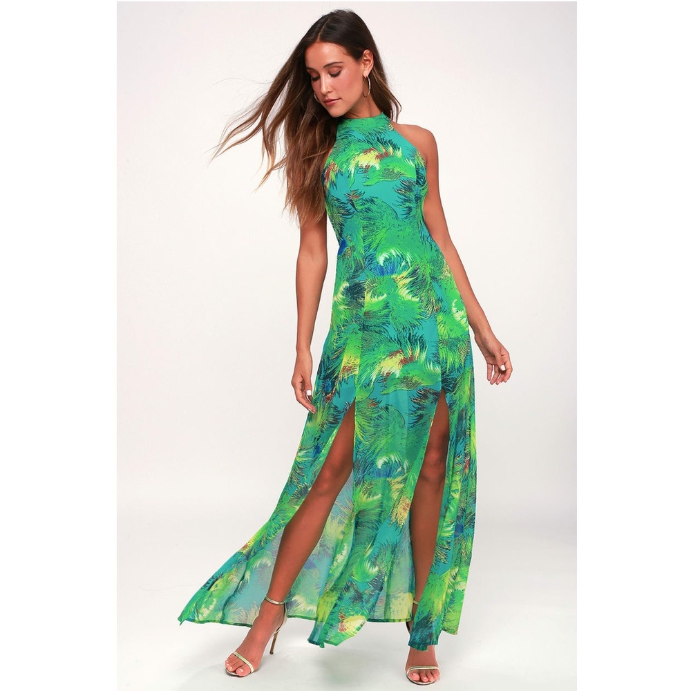 NWOT LuLus Tropical Print Maxi Dress